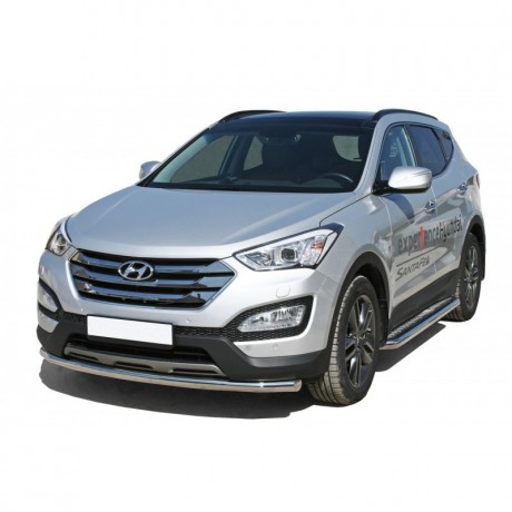 Защита порогов с алюминиевым листом (d63,5) для Hyundai Santa Fe (2012-2016)(Окрашенное) купить недорого с доставкой в Сарапул