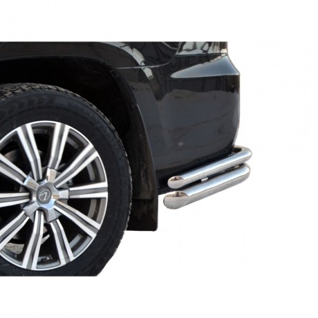 Защита заднего бампера «Уголки двойные» (d76\51) для Lexus LX 450d (2016-н.в)(Окрашенное) купить недорого с доставкой в Сарапул