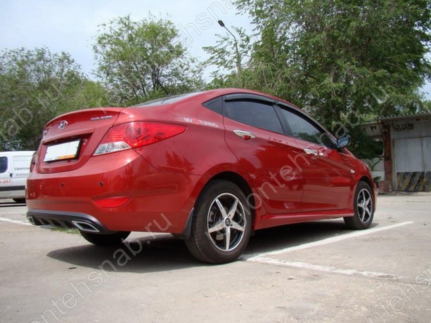 Диффузор заднего бампера var №2 (текстурный пластик) для Hyundai Solaris (2010-2013) купить недорого с доставкой в Сарапул
