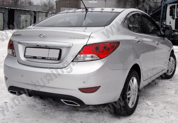 Диффузор заднего бампера var №2 (текстурный пластик) для Hyundai Solaris (2010-2013) купить недорого с доставкой в Сарапул