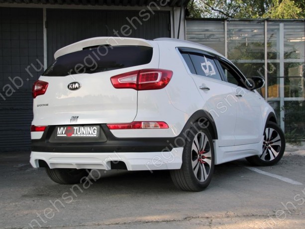 Накладка (юбка) заднего бампера "JSW Style" для KIA Sportage (3rd) (2010-2016) купить недорого с доставкой в Сарапул